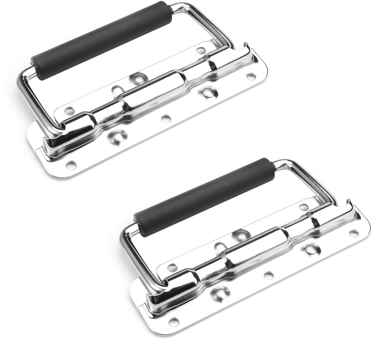 Dailygoods- Klapgreep 140 mm - Veerbelaste Handgreep - Roestvrij Staal - Draaggreep - Zwart - 2 Stuks