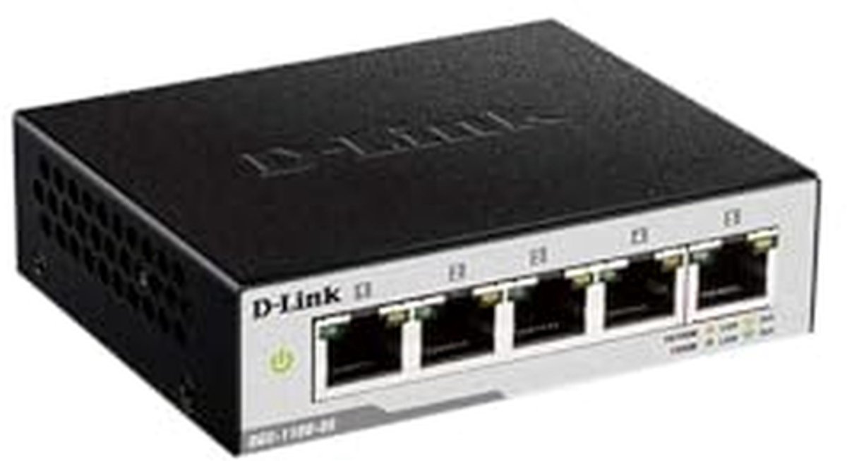 Netwerk Switch - Ethernet Hub - Snelle Netwerkverbinding - 5 Gigabit Poorten - 10 x 82 x 28 cm - Zwart