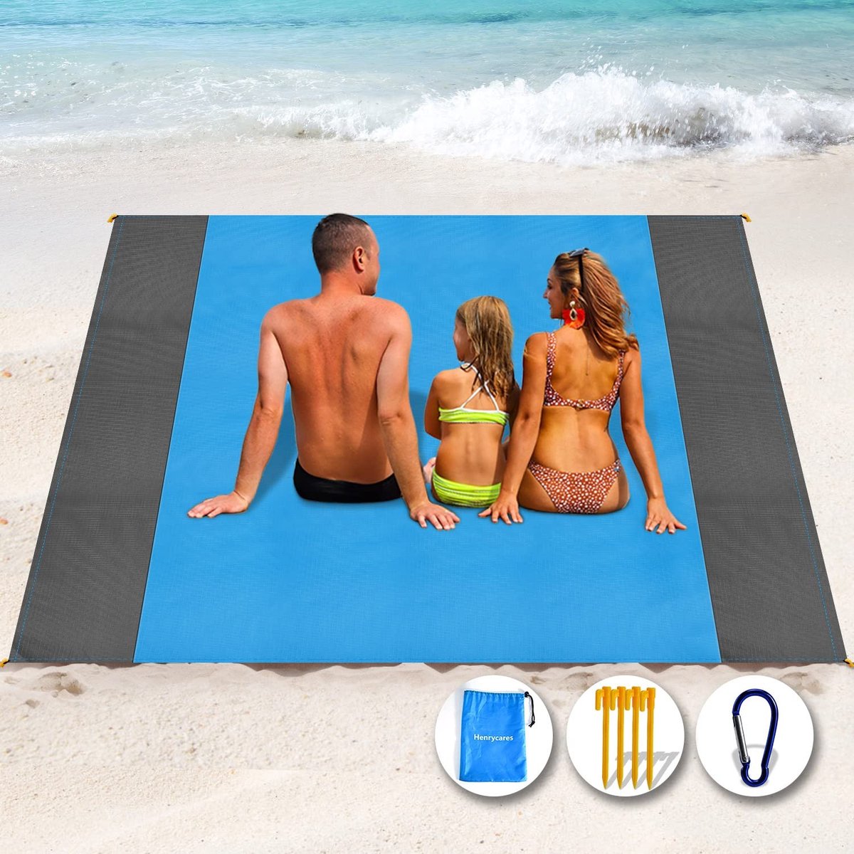 Dailygoods- Strandlaken Zandbestendig 250x200cm - Waterdicht Strandmat - Extra Groot voor 5-8 Personen - Lichtgewicht - Ademend Kussen - Ideaal voor Zomeractiviteiten