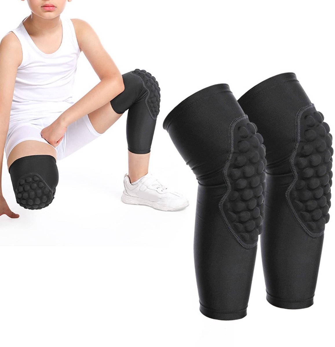 Dailygoods- Kinderkniebeschermers Slagvast - Set van 2 - Verhoogde Ondersteuning - Ademend Sportweefsel - Krachtcontrole - Nauw Geweven Garens - Kniebeschermers