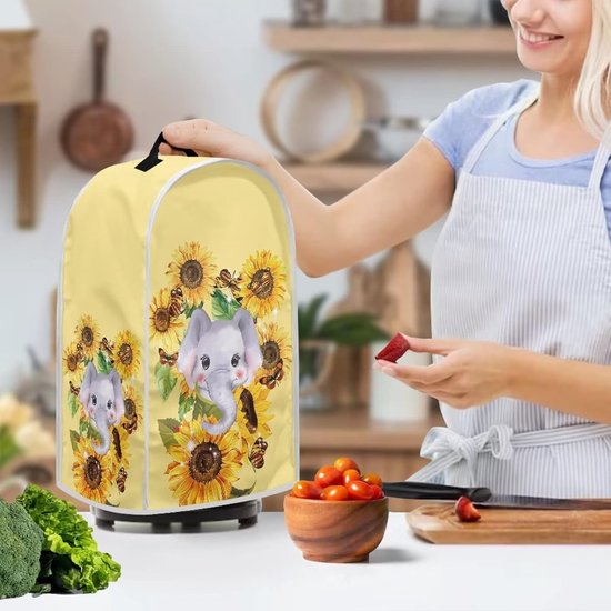 Blenderhoes - Apparaathoes Keuken - Keuken Apparaten Beschermen - Spatbestendige Stof - 24 x 18.5 x 40.5 cm - Olifant Zonnebloem — afbeelding 3