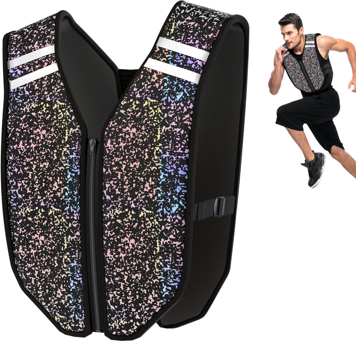 Dailygoods- Gewichtsvest 10 kg - Verstelbaar Gewichtsvest - Trainingsvest met Ritssluiting - Gewichtsvest voor Hardlopen - Gewichtsvest met Reflecterende Strepen - Lekvrij Ontwerp