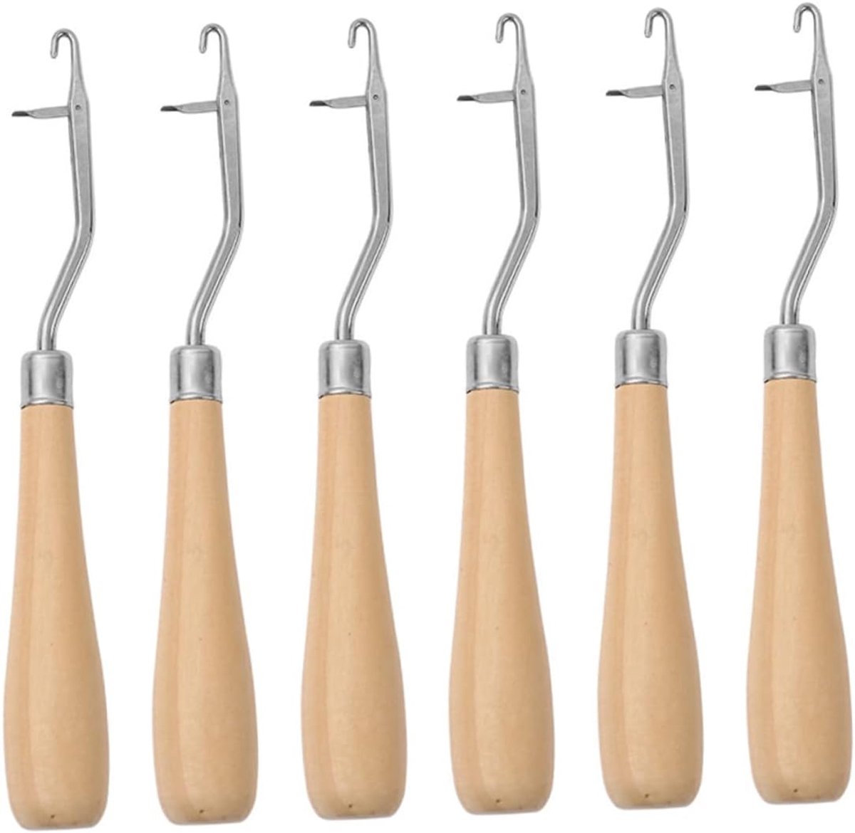 Pruik Reparatie Set - Haar Tool - Pruiken Stylen - Comfortabele Houten Greep - 6 Stuks - Khaki