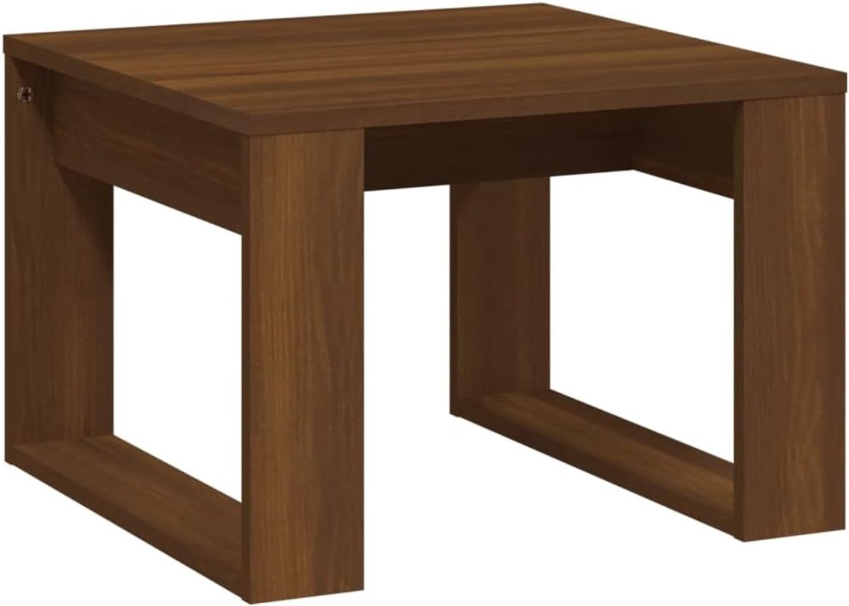 Bijzettafel Hout - Houten Tafel - Woonkamer Decoratie - Verwerkt Hout - 50x50x35 cm - Bruin