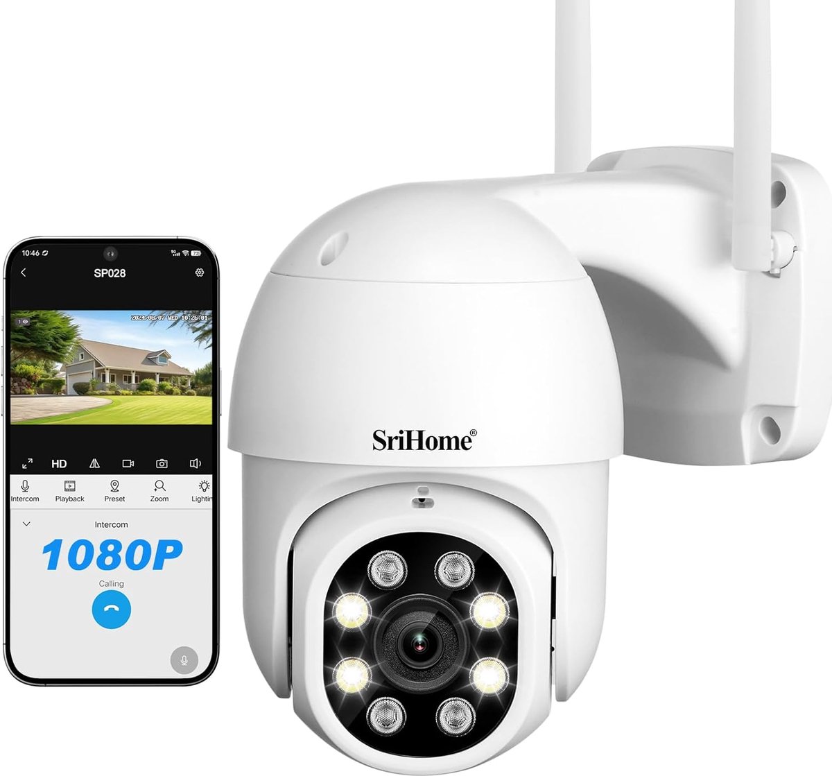 Bewakingscamera Buiten - IP Camera - Huis Beveiligen - PTZ Functie - 10x14x15.5 cm - Wit