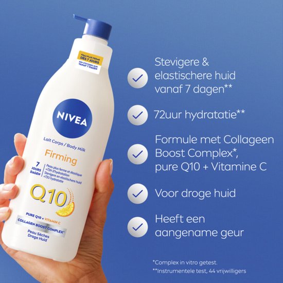NIVEA bodylotion, verstevigend, met Q10 en vitamine C. Voor de droge huid.