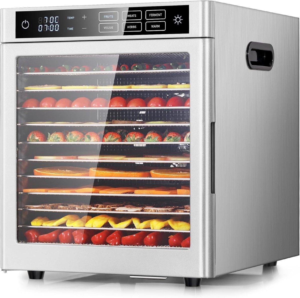 Voedseldroger - Drogermachine - Gezonde Snacks Maken - 12 Luxe Etages - 800 Watt - Roestvrij Staal