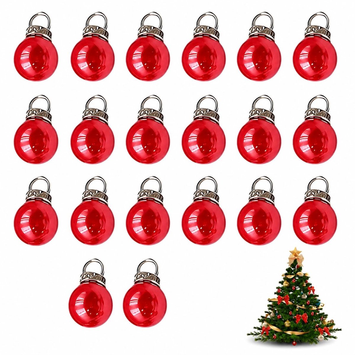 Dailygoods- Kerstversiering Mini Kralen - 20 Stuks Acryl Parels - Micro Kerstballen voor Poppenhuis - Sieraden Maken - Knutselprojecten - Kwalitatieve Afwerking