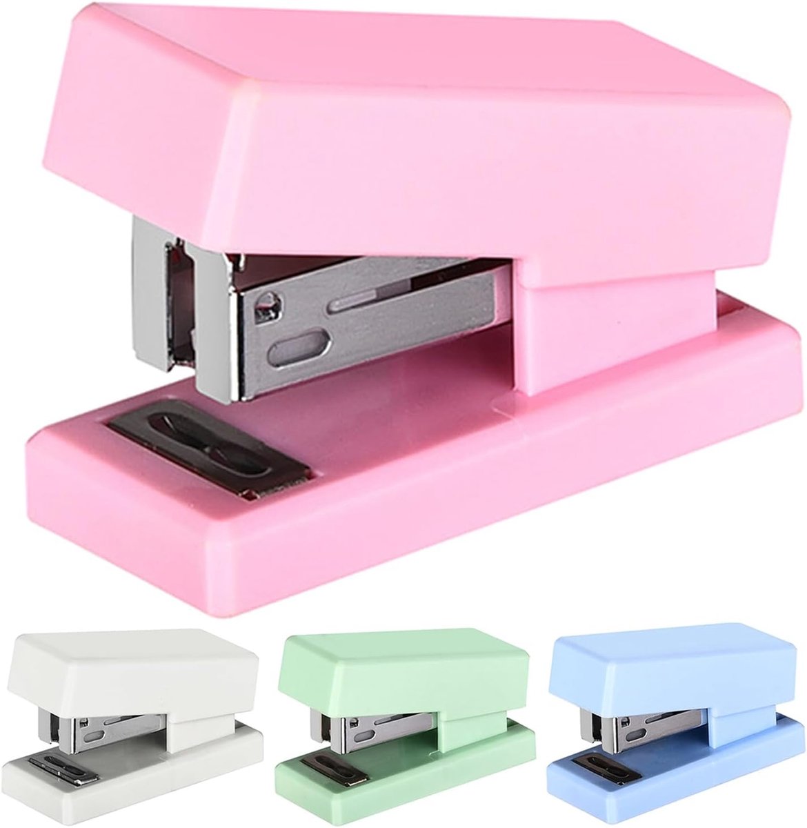 Mini Nietmachine - Handzame Stapler - Papier Organiseren - Roestvrijstalen Nietjes - 4 Stuks - Diverse Kleuren