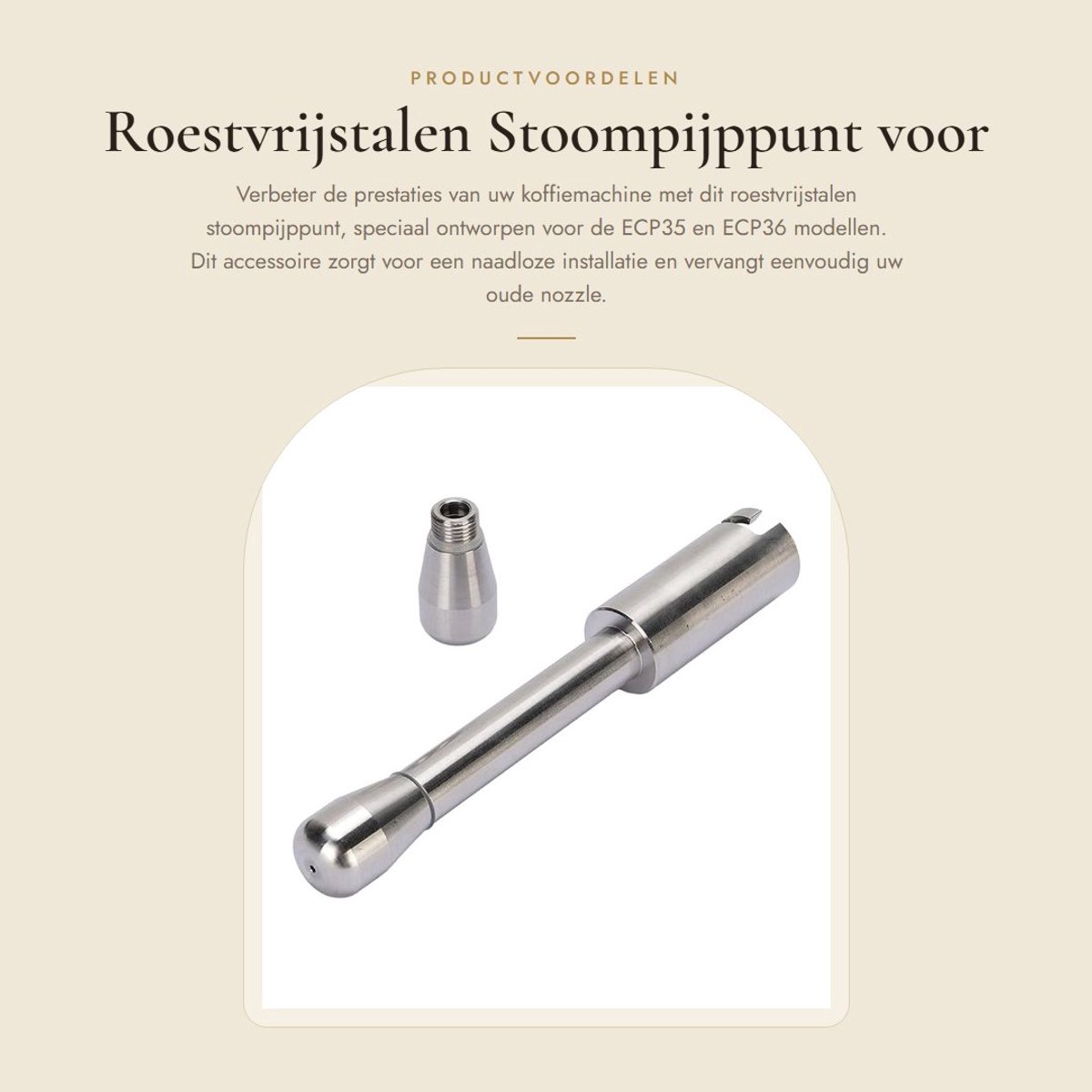 Dailygoods- Stoompijppunt Roestvrij staal - Vervangende Nozzle - ECP35/ECP36 Compatibel - Verbeterde Stoomproductie - Eenvoudige Installatie - Duurzaam en Betrouwbaar - Stoomtuit