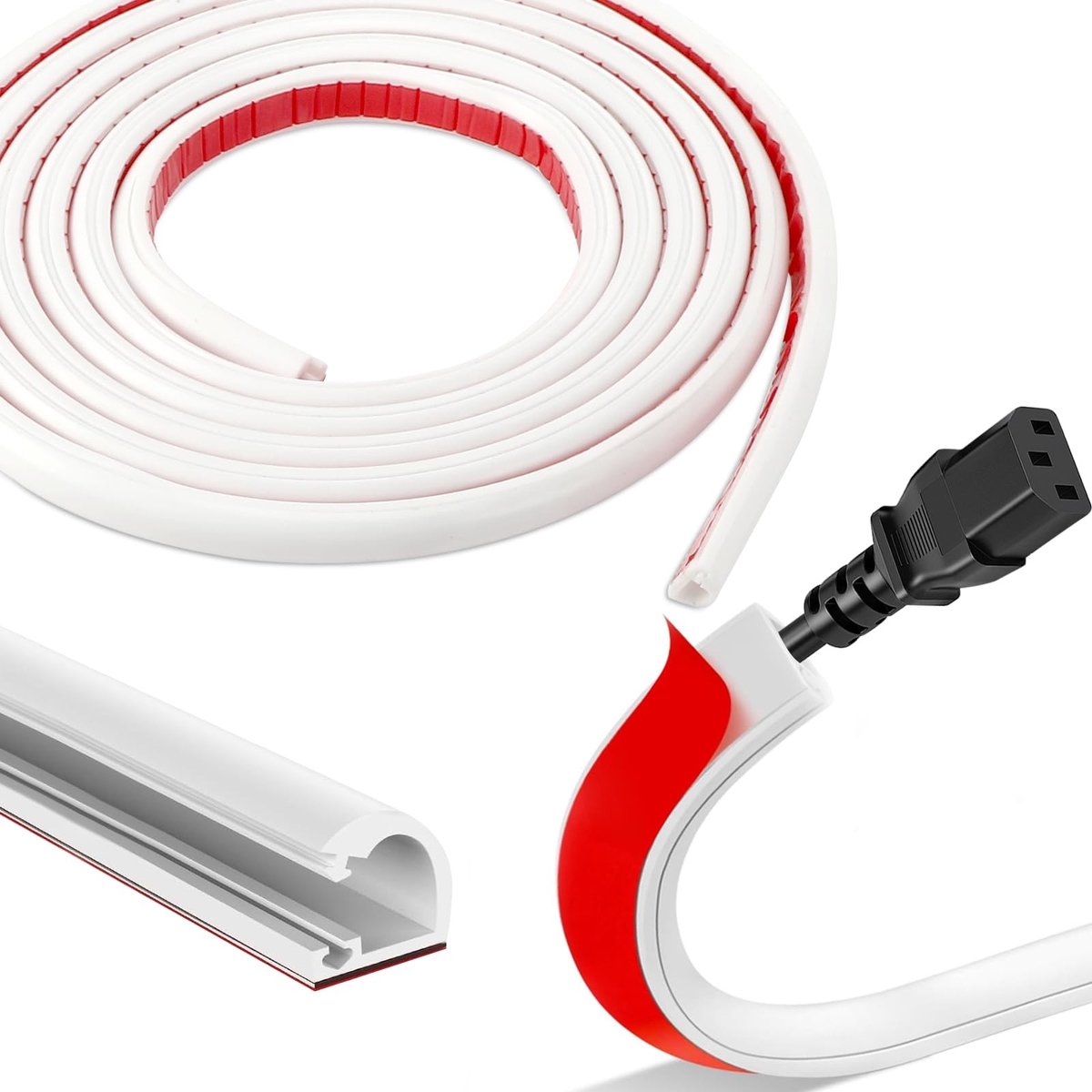 Dailygoods- Kabelgoot Zelfklevend 4 Meter - Flexibel PVC - Wit - Kabelgoot voor het Verbergen van Kabels - Beschermt Tegen Schade - Maximale Kabeldiameter 7 mm - Kabelkanaal