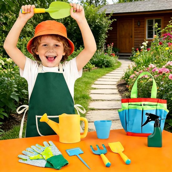 Tuingereedschap Kinderen - Buiten Speelset - Buiten Spelen - Afgeronde Randen - 10 Delig - Gemengde Kleuren van Tuingereedschap. — afbeelding 4