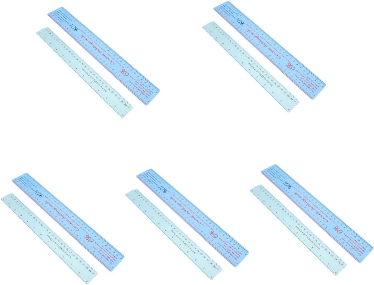 Pottenbakkers Liniaal Set - Klei Meetgereedschap - Keramiek Projecten - Flexibele Plastic Liniaal - 10 Stuks - Lichtblauw