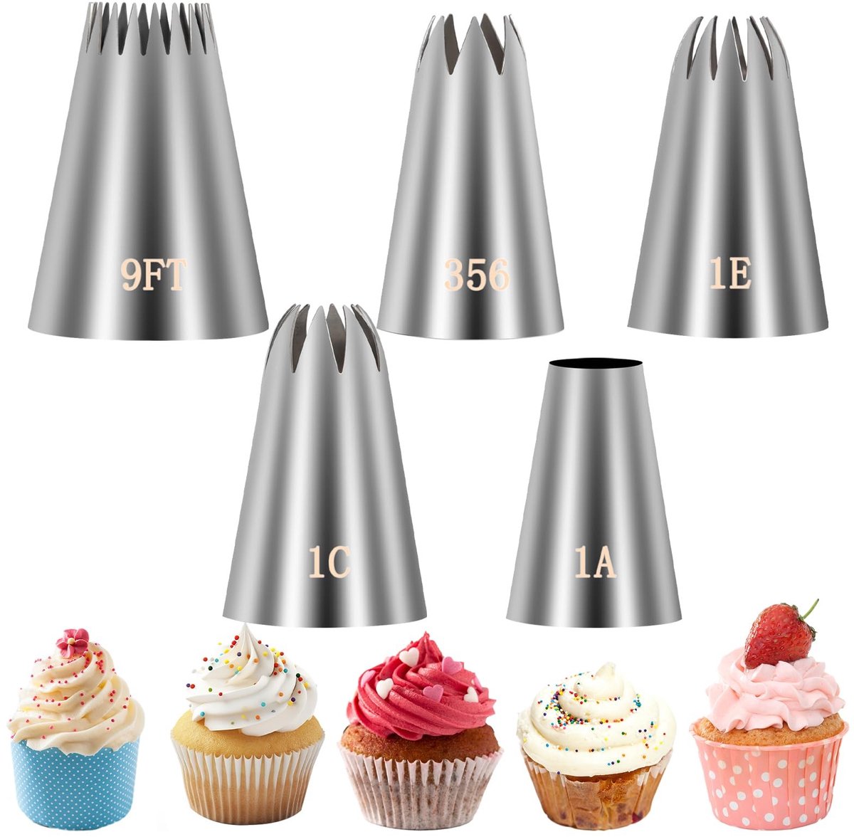 Dailygoods- Spuitmond Grote Roestvrijstalen Set - Spuitmondjes Herbruikbaar - Professionele Spuitmonden - Spuitmond voor Taarten - Decoratie Spuitmond - Naadloze Afwerking - Spuitmondenset