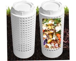 Wormenhotel Set - Compostbak - Bodemverbetering Tuin - Ondergronds Ontwerp - 2 stuks - Wit