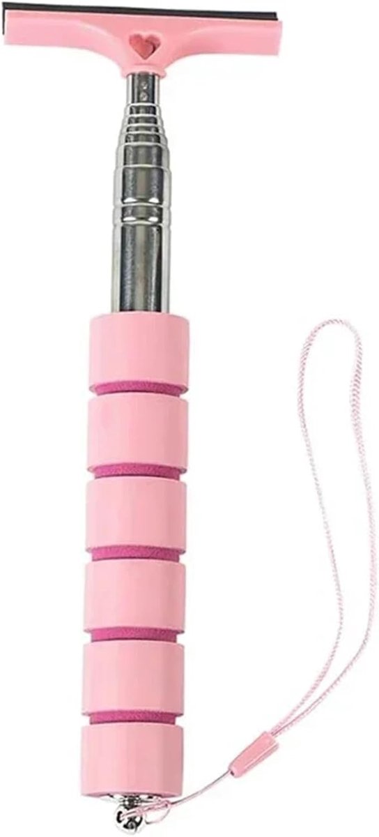 Achteruitkijkspiegelwisser - Glasreiniger - Helder Zicht - Telescopische Handgreep - Verstelbaar tot 98 cm - Roze