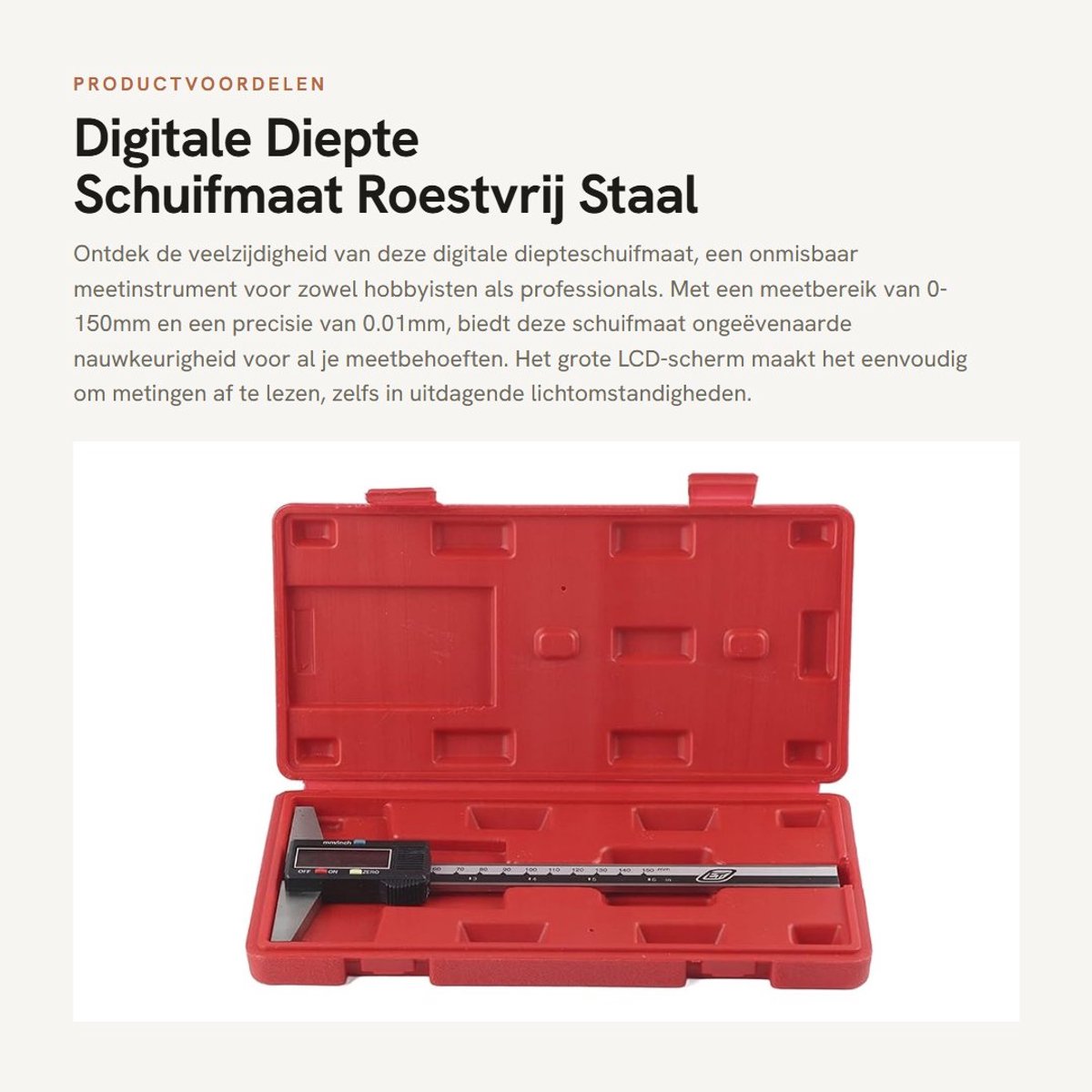 Dailygoods- Digitale Schuifmaat 150 mm - Elektronisch Meetinstrument - Roestvrij Staal - Groot LCD Scherm - Nauwkeurigheid 0.01 mm - Digitale Caliper