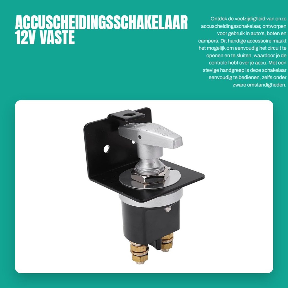 Dailygoods - Accuscheidingsschakelaar - 12V - Vaste handgreep - 500A - Accu isolator - Betrouwbaar voor auto en boot - Robuust ontwerp