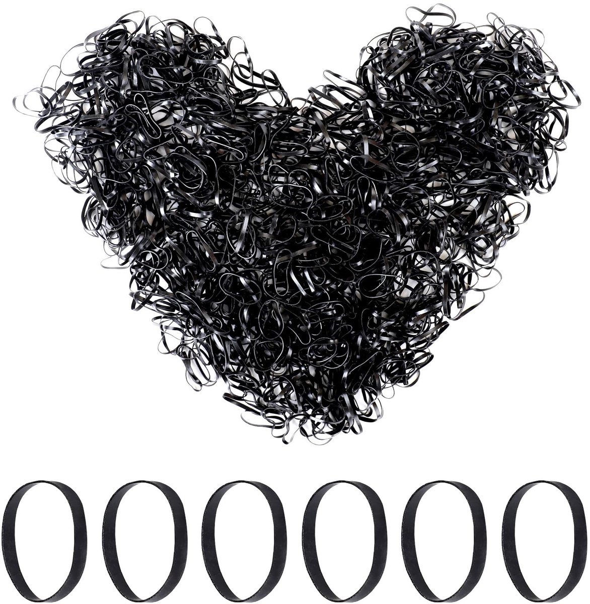Dailygoods - 1000 stuks mini-elastiekjes, zwart, zachte elastische banden, natuurlijke elastiekjes voor kinderhaar, vlechthaar, bruiloftskapsel, pennen, krab, katapulten, rekeningen, bankpapier,