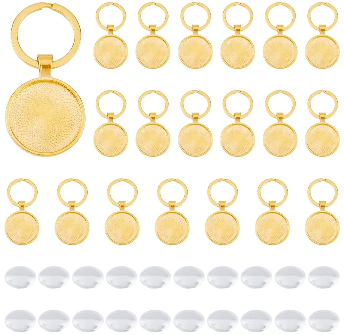 Dailygoods- Cabochons Set van 20 - Blanco Sleutelhanger Kit - Glazen