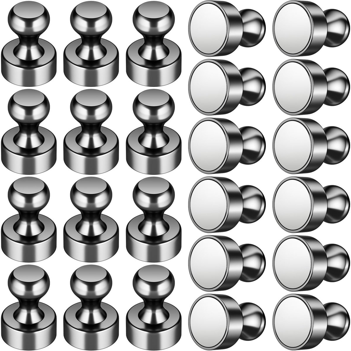 Dailygoods- Priknaalden 48 stuks - Zwarte Magnetische Punaises - Sterke Magneten - Koelkastmagneten - Whiteboard-Magneten - Veiligheidswaarschuwing 15+