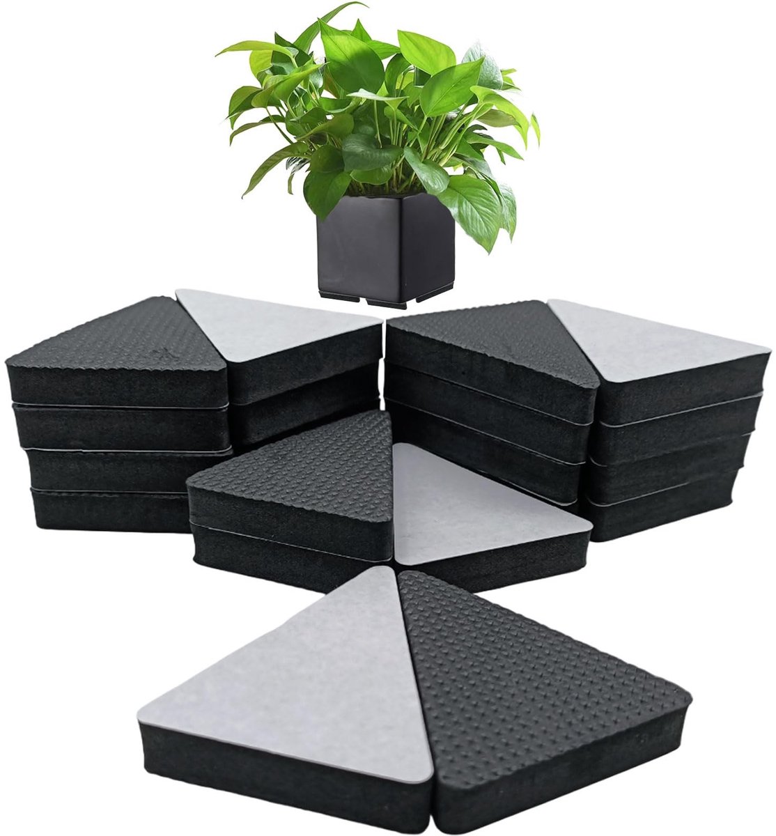 Dailygoods- Tuinpot Mat - 20 Stuks - Driehoekige Antislip Potvoeten - EVA Schuim - Waterafvoer - Zelfklevende Pads - 5 x 6 x 1 cm - Plant Risers