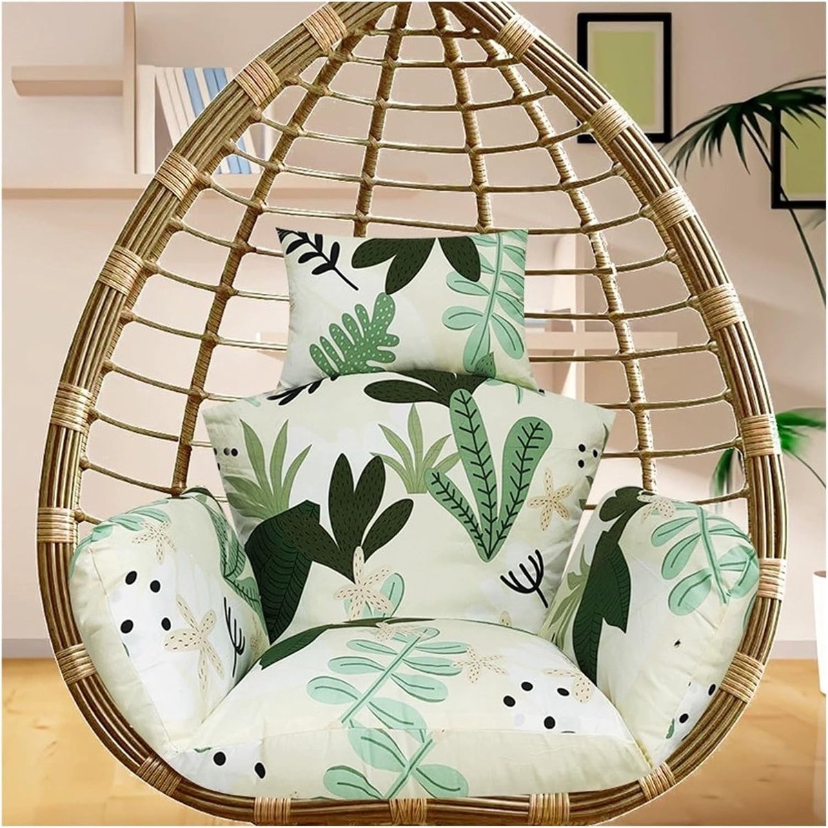 Vervangkussen Hangstoel - Kussen Buiten - Ontspannen Buiten - Met Hoofdsteun - 38x28 cm - Hawaïaans
