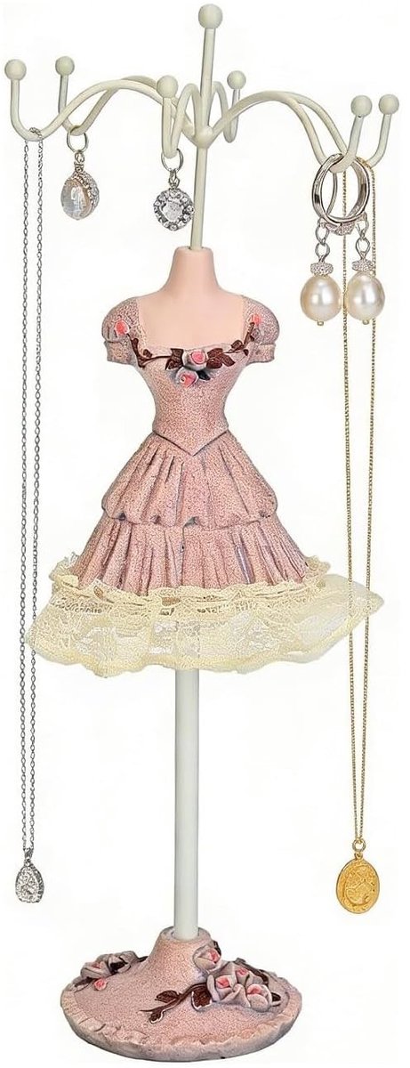 Dailygoods- Sieradenstandaard Modeljurk - Sieradendisplayhouder - Oorbellenrek - Kettingenhouder - Hars - 21 cm lang - Sieradenrek