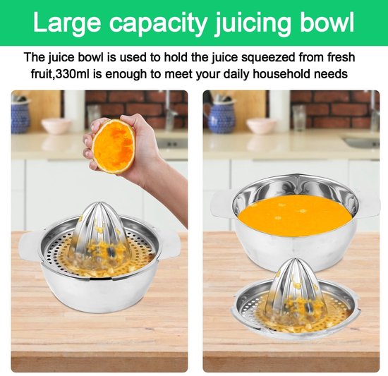 Handmatige citruspers - RVS 201 - Professionele kwaliteit - Diameter 16,7 cm - Vaatwasmachinebestendig - Geschikt voor citroenen - grapefruit en sinaasappels — afbeelding 4