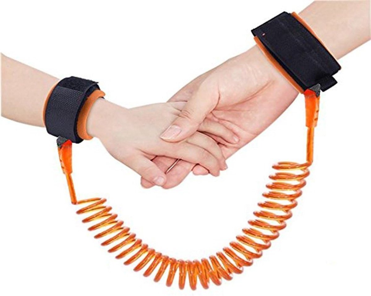 Anti-verlies Polsband voor Kinderen met Veiligheidsriem - 1.5m Lange Looplijn voor Peuters en Kleuters in Oranje