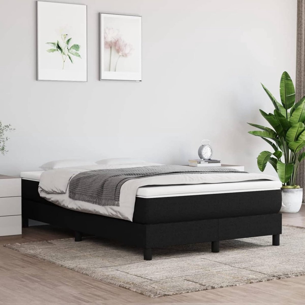 Gestoffeerd Bedframe - Boxspring Bed - Slaapcomfort Creëren - Stabiele Steunpoten - 120 x 200 cm - Zwart