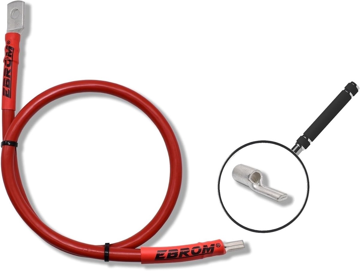 Accukabel pluskabel - Batterijkabel flexibel - Stroomvoorziening zeker stellen - Klaar geconfectioneerd - 50 mm² - Rood