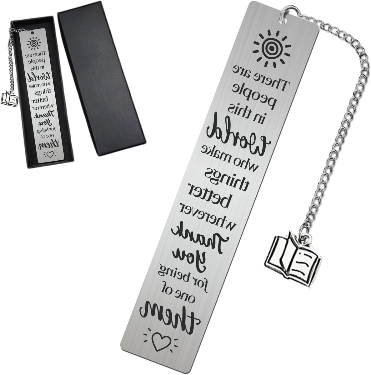 Metaal boekenleggers voor boekenliefhebbers, roestvrij staal, inspirerende cadeaus met hanger voor kerst of verjaardag, ideaal voor mannen en vrouwen