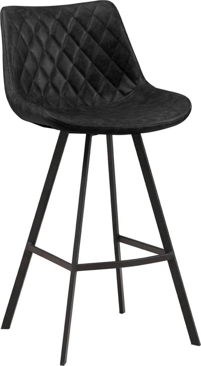 Saphly Barkrukken Set Zwart - Rugleuning en Voetsteun, Keuken en Bar en Imitatieleer - Voor Eetkamer, Keuken en Woonkamer