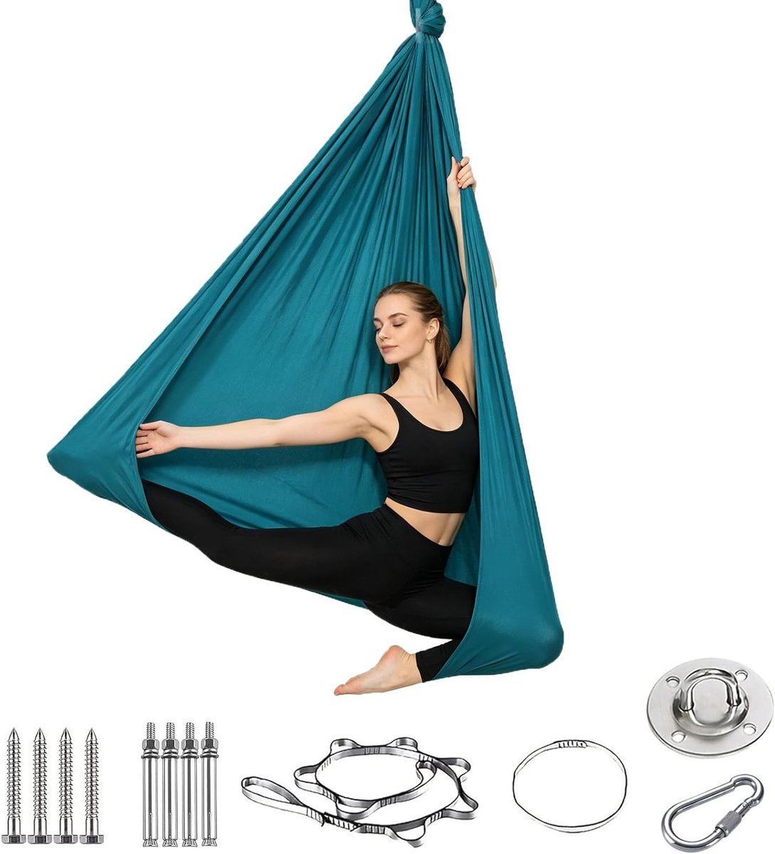 Yoga Hammock Swing Set met Handdoek - 150 x 280 cm, 200 kg Capaciteit voor Indoor Gebruik en Gym Activiteiten