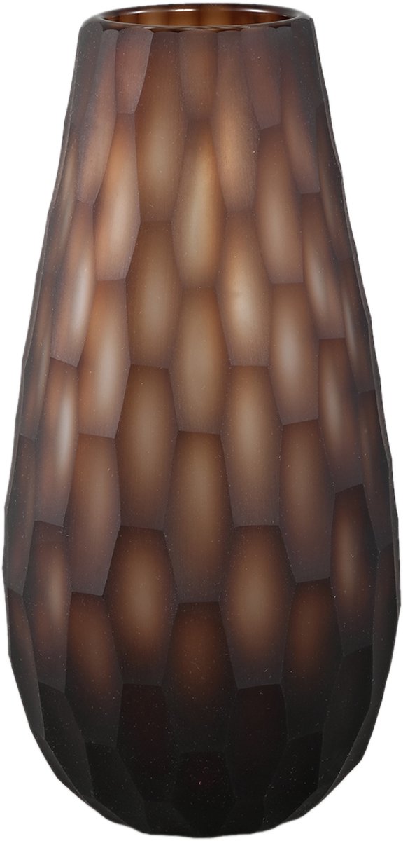 PTMD Niels Dark Brown Handcut Solid Glass Vase Round S