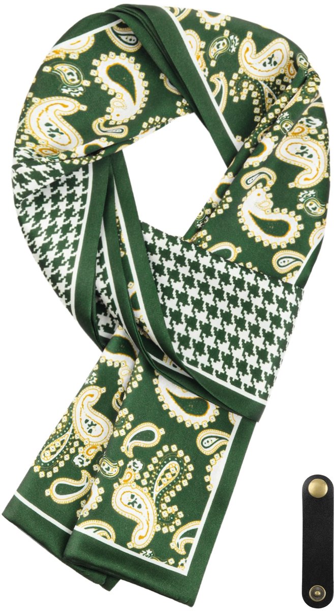 Dailygoods - Ascot Herensjaal van Kunstzijde - Multifunctionele Lange Sjaal met Leren Lus