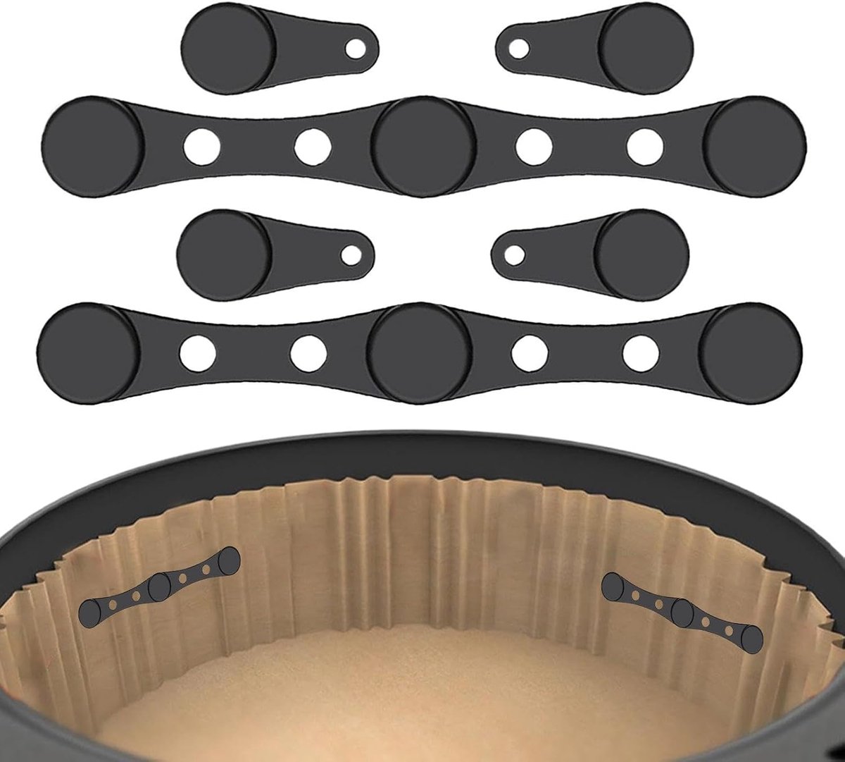 Airfryer Magneten Liner Houders Bakpapier Fixeren Hittebestendig Siliconen 2 Sets Zwart