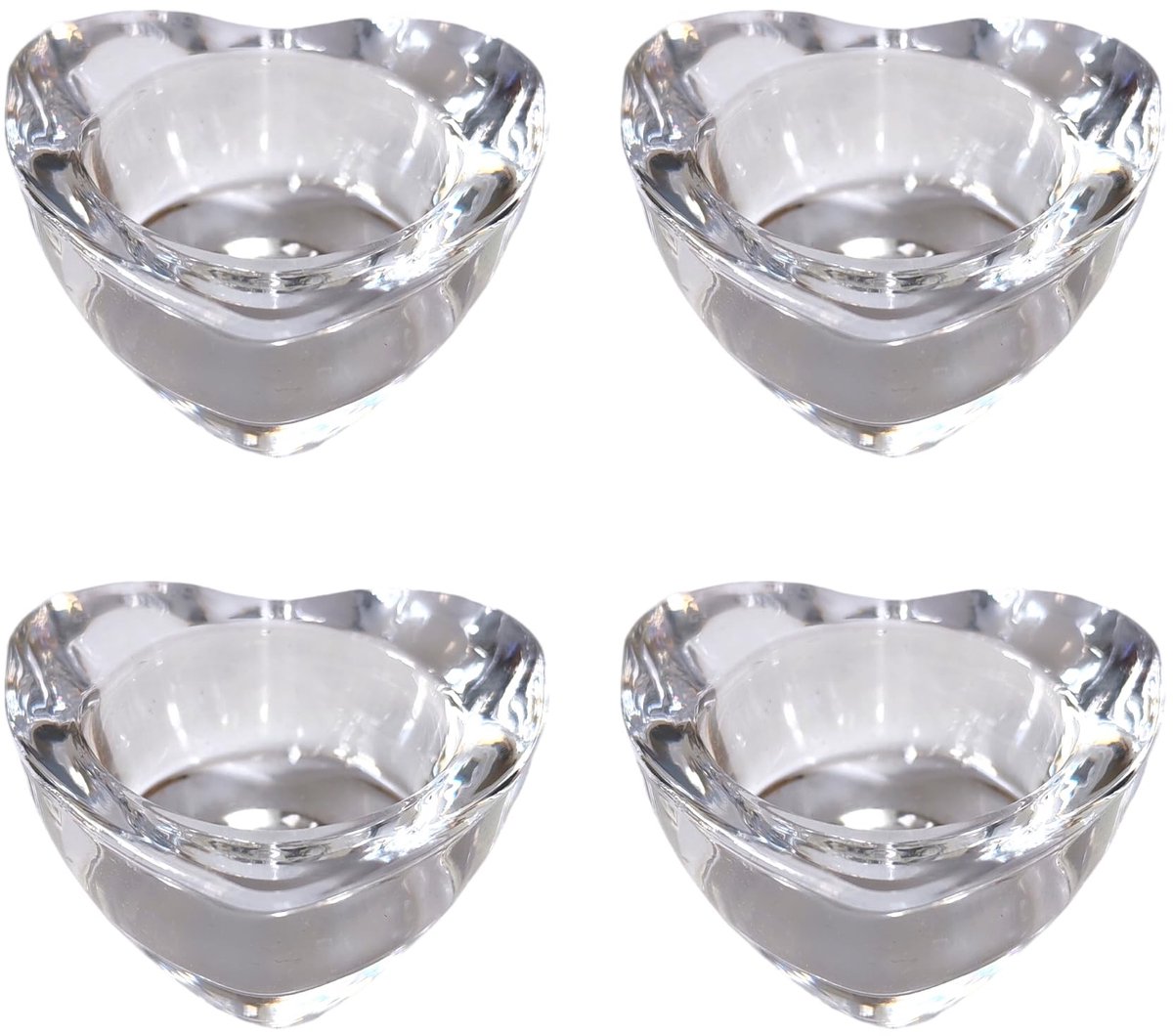 Dailygoods- Theelichthouders Set van 4 - Helder Glas - Verschillende Vormen - Geschikt voor Theelichten 4 cm - Elegante Decoratie - Creëer Gezellige Sfeer - Kaarsenhouder