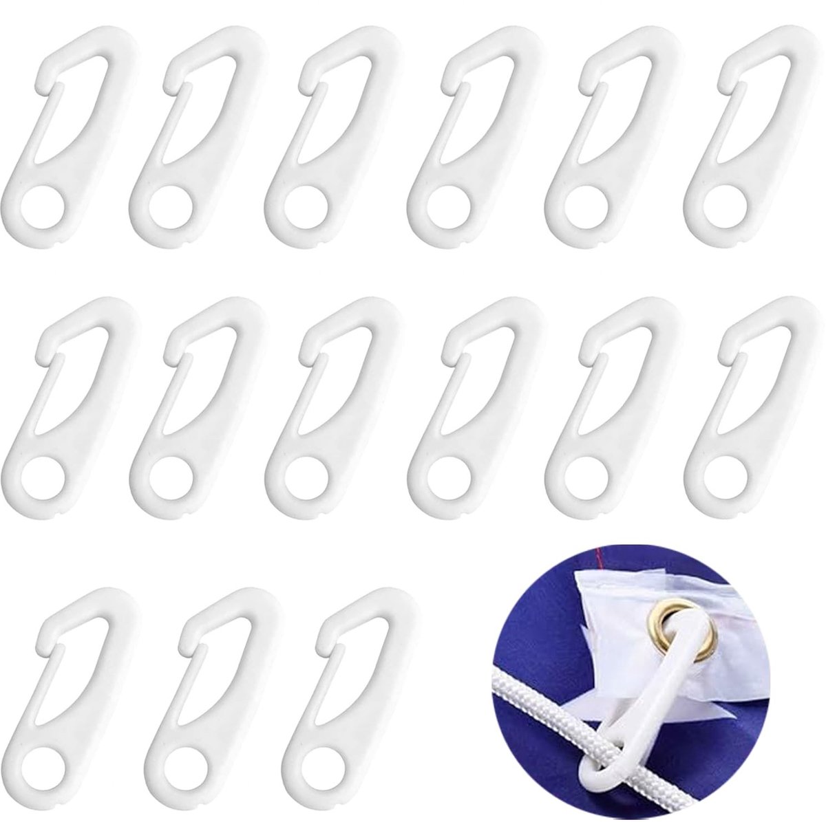 Dailygoods- Vlaggenmastklem 15 Stuks - Nylon Karabijnhaak - Bevestigingsclips - Vlaggenmast Accessoires - Krachtige Snap Clips - Voor Vlaggen - Vlaggenhaak