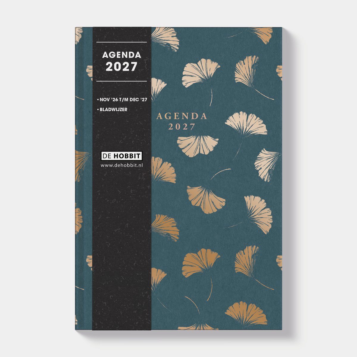 Hobbit - Basic Agenda 2027 - A5 (14 x 20,5 cm) - 1 week op 2 pagina's - Harde Kaft - Ginkgo Goud