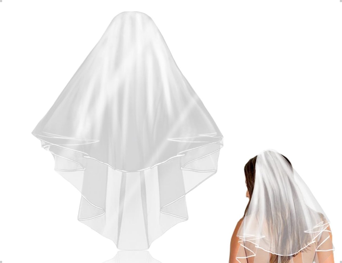 Dailygoods- Bruidssluier Prinsessensluier met Kam - Accessoire Vrijgezellenfeest - Droombruiloft - Elegant - Zacht Mesh - Comfortabel Draagbaar - Trouwsluier