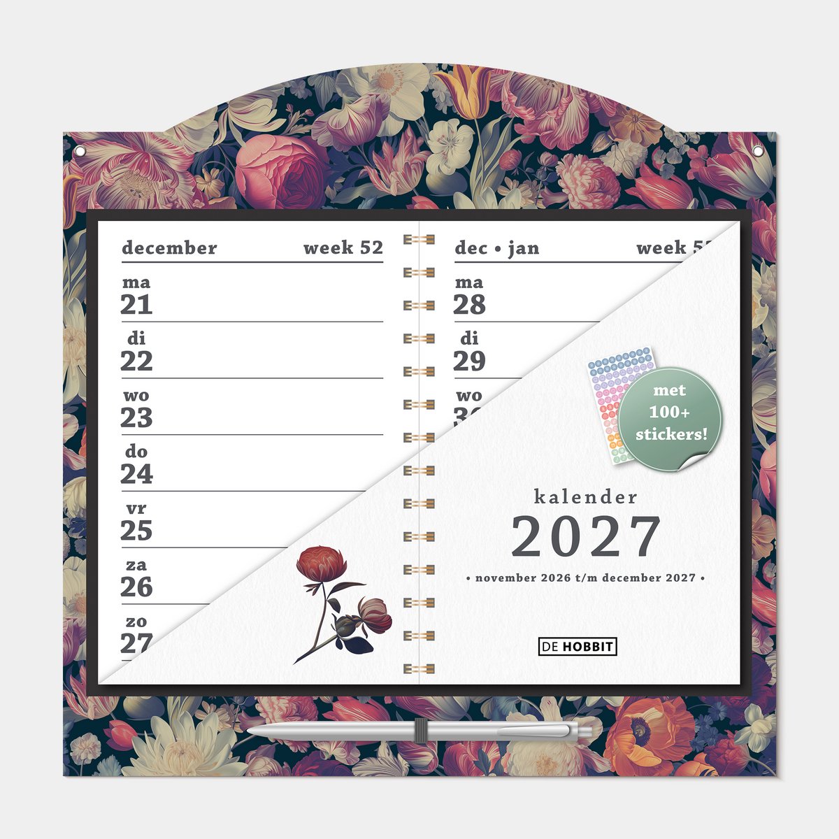 Hobbit - 2-weeks kalender 2027 - met pen en ophangkoord - 30x30cm - Klassiek