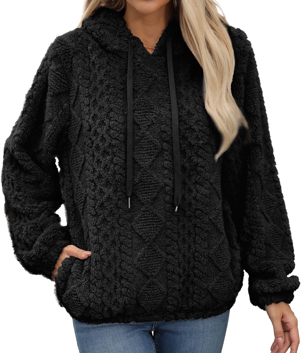 Dailygoods- Damestrui Oversized - Zachte Pluche Hoodie - Capuchon met Trekkoord - Lange Mouwen - Praktische Zakken - Comfortabel en Warm