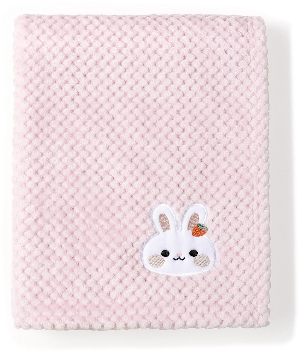 Dailygoods- Babydeken 75 x 100 cm - Schattig Hazenpatroon - Veilig en Gecertificeerd - Huidvriendelijk Microfleece - Perfect voor Baby's en Peuters - Lichtgewicht en Zacht