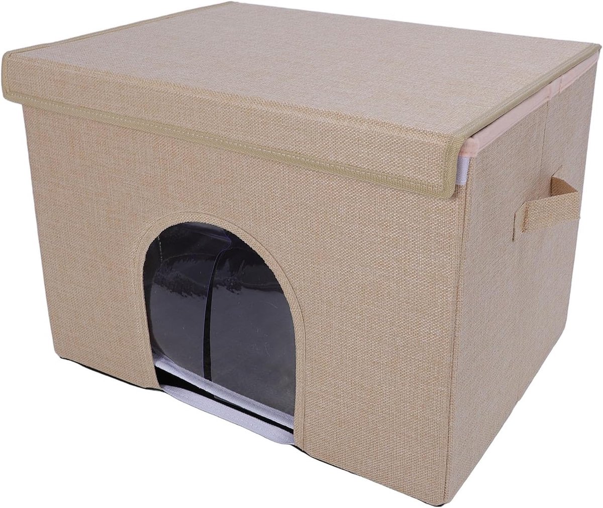 Kattenkoelhuis - Opvouwbare grot - Zomerse verkoeling - Met ijspak - 52x41x6 cm - Khaki