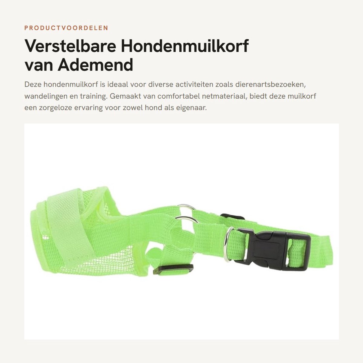 Dailygoods- Hondenmuilkorf Zacht en Ademend - Verstelbare Muilkorf - Honden Muilkorf voor Kleine/Middelgrote/Grote Hond - Ideaal voor Dierenarts en Wandelen - Comfortabel en Duurzaam Netmateriaal