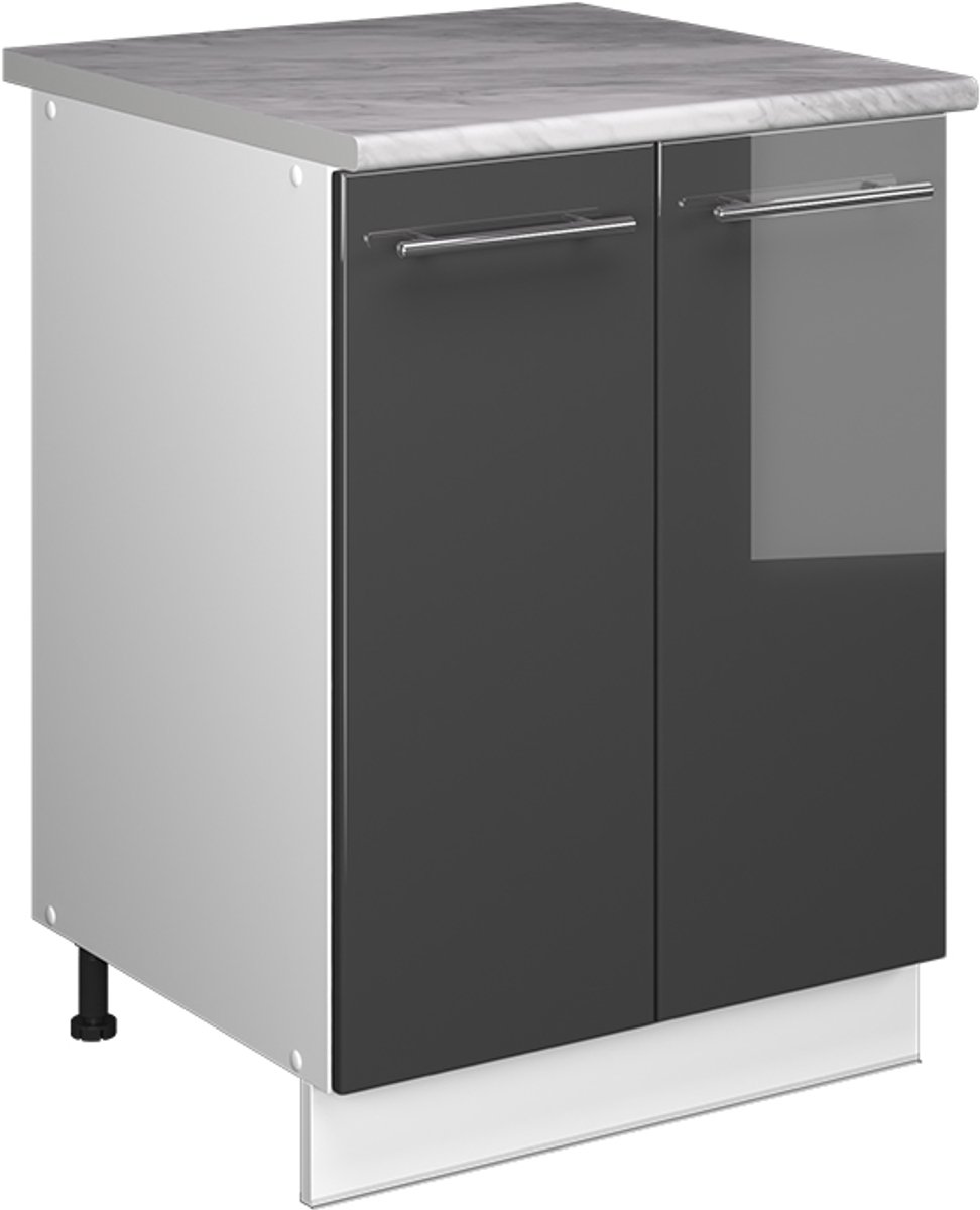 Vicco Wastafelkast Fame-Line, Antraciet Hoogglans/Wit, 60 cm