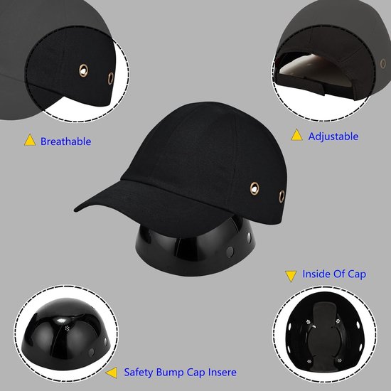 VHV - Fietshelm - Fietshelm heren - Stootpet - Skatehelm - Veiligheidspet - Baseball stootpet - Verstelbaar - Set van 1 - Lichtgewicht - Voor stadsfiets en skateboarden - Zwart van Vhv — afbeelding 4