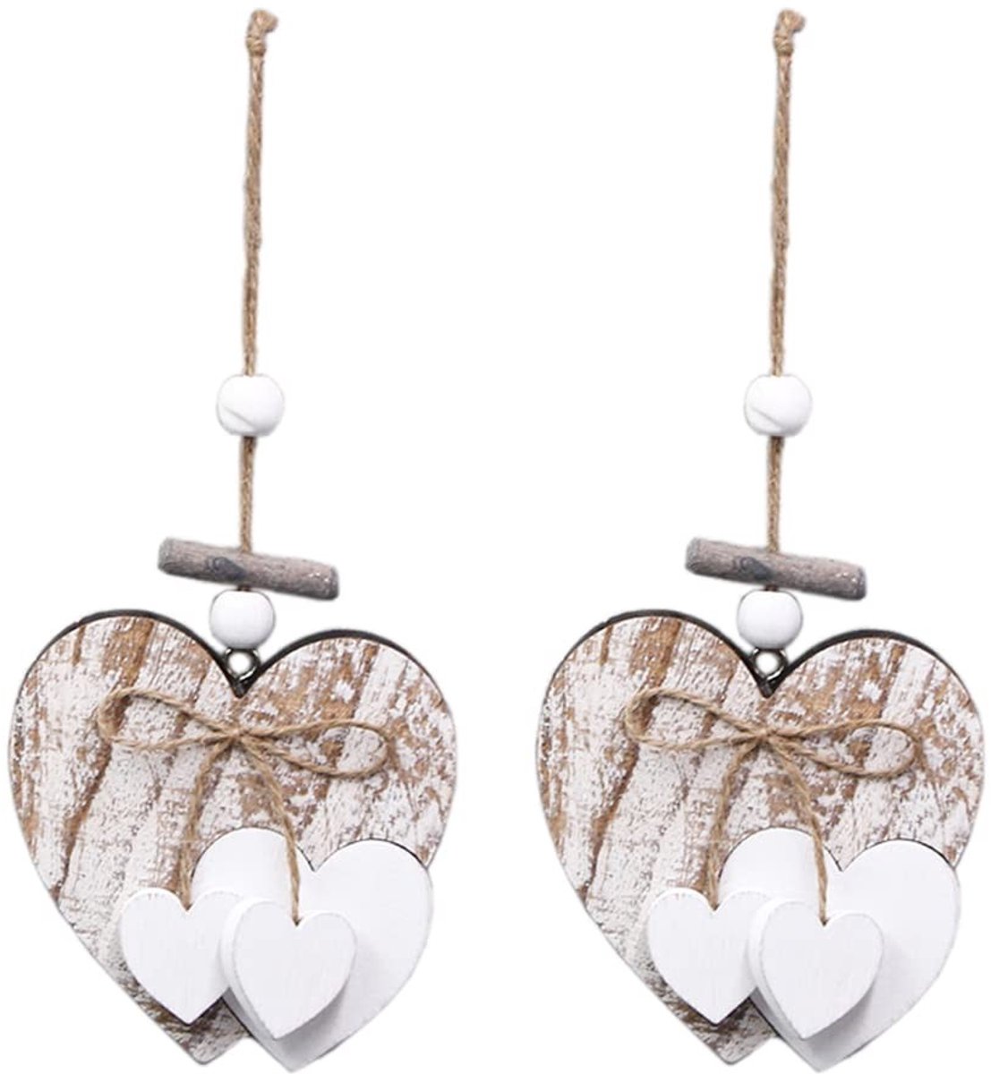 Dailygoods- Harthanger Houten Decoratie - Wanddecoratie - Raamdecoratie - Bruiloftdecoratie - Kamerdecoratie - 2 Stuks 22cm x 10cm - Decoratiehanger